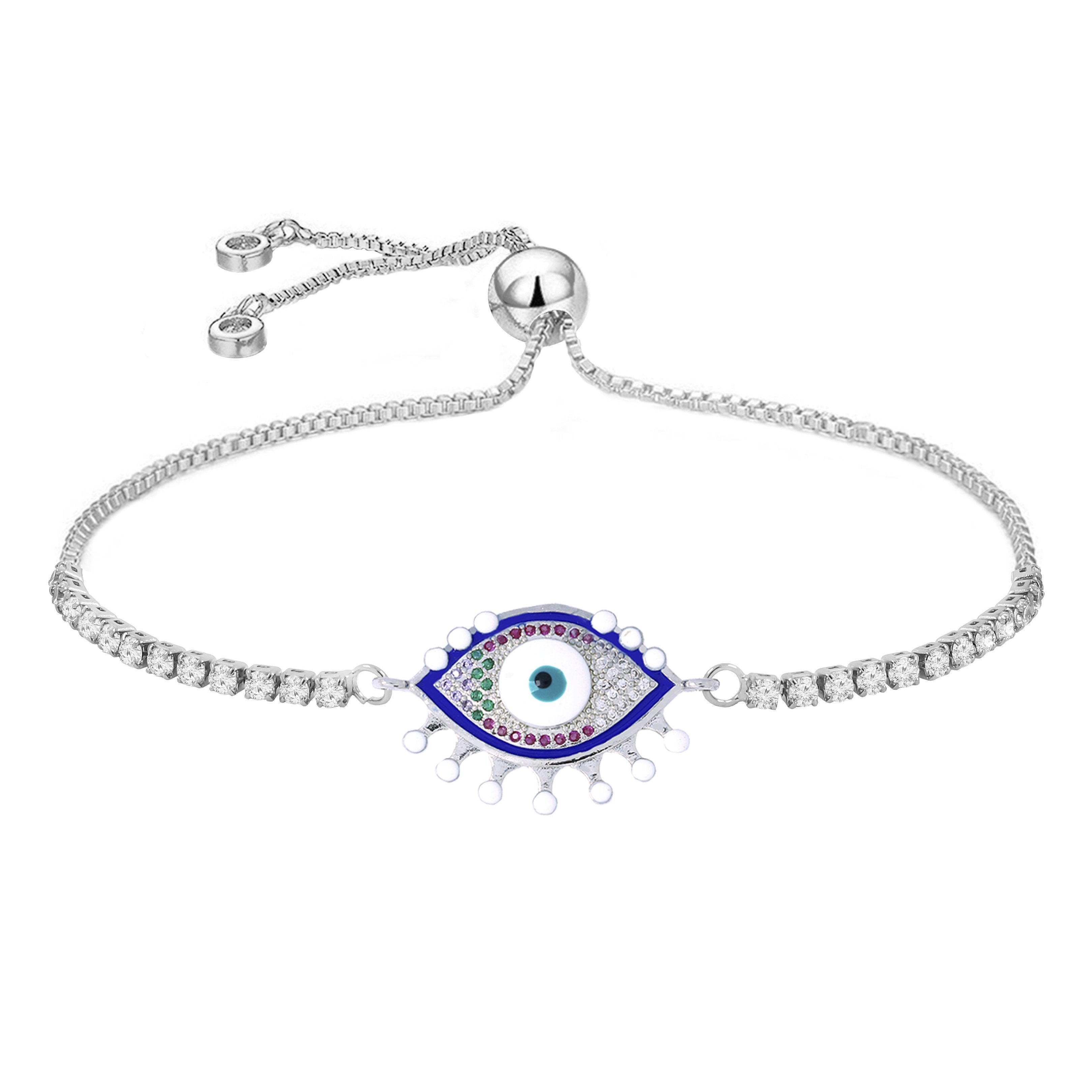Blue Slider Enamel Turkish Evil Eye Bracelet For Women Bulk