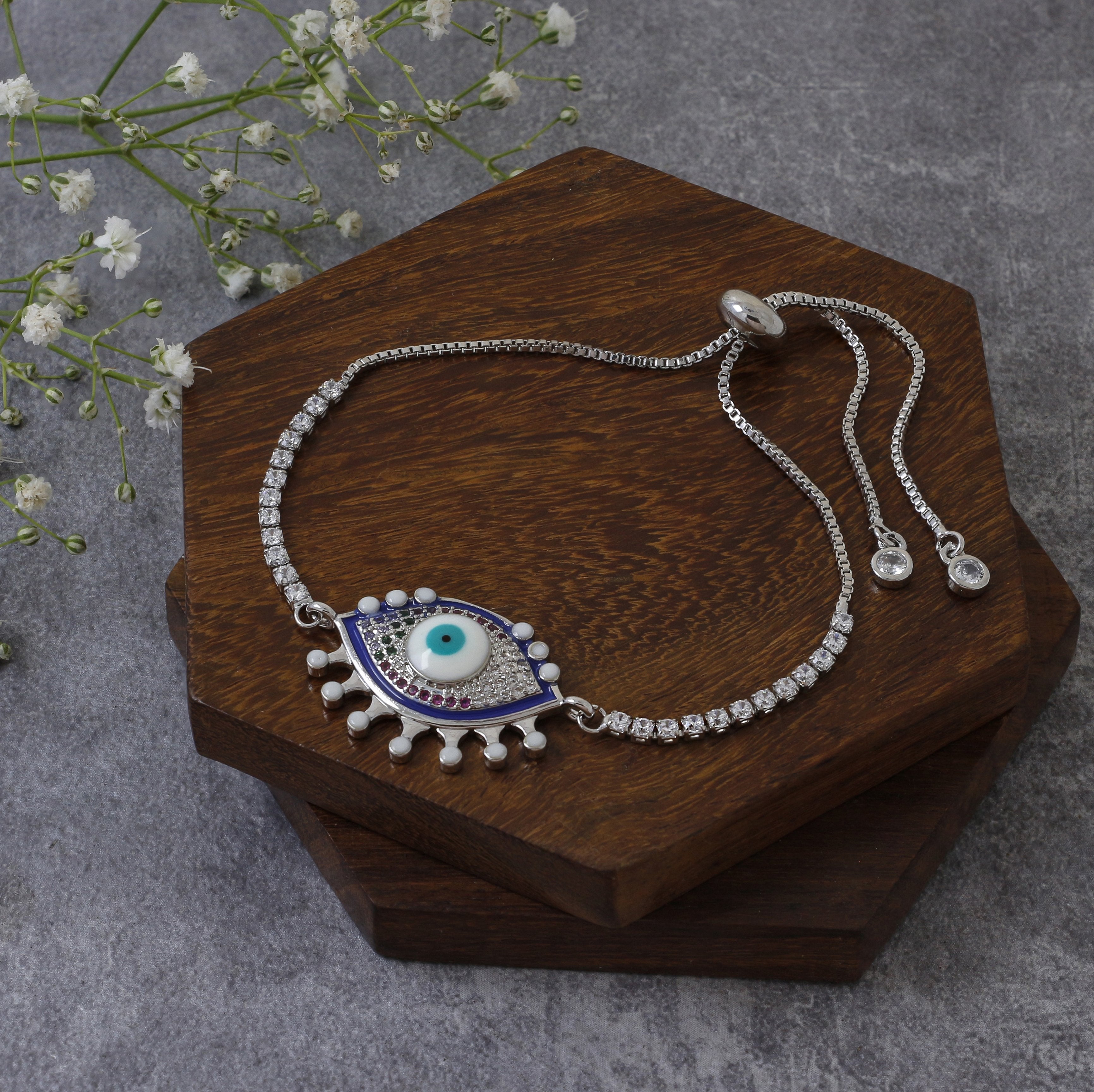 Blue Slider Enamel Turkish Evil Eye Bracelet For Women Bulk