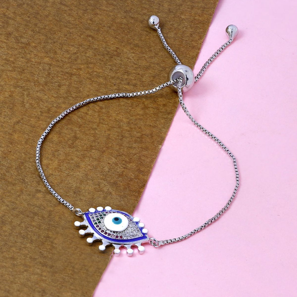 Turkish Evil Eye Lucky CZ American Diamond Slider Bracelet Bulk
