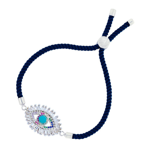 Blue Green Silver Thread Turkish Evil Eye Bracelet For Women Bulk Main image