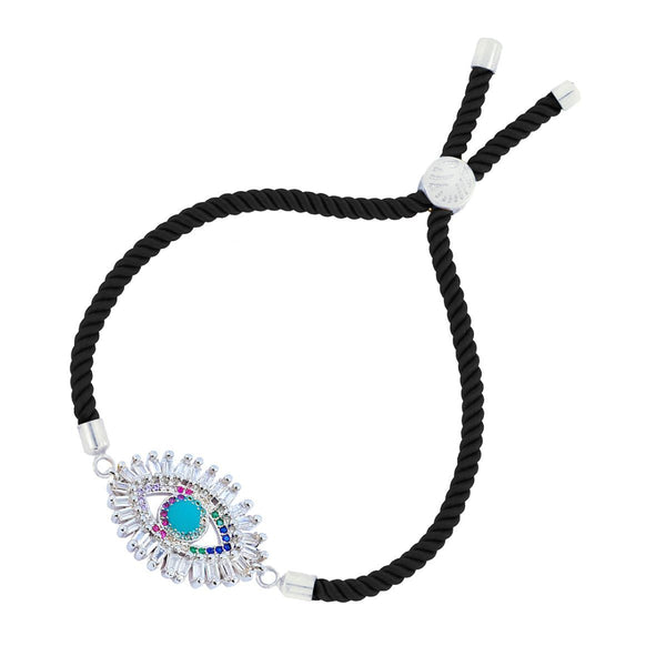Black Green Silver Thread Turkish Evil Eye Bracelet For Women Bulk Main image