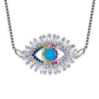 Turkish Evil Eye Cubic Zirconia Necklace Pendant Chain Women Bulk