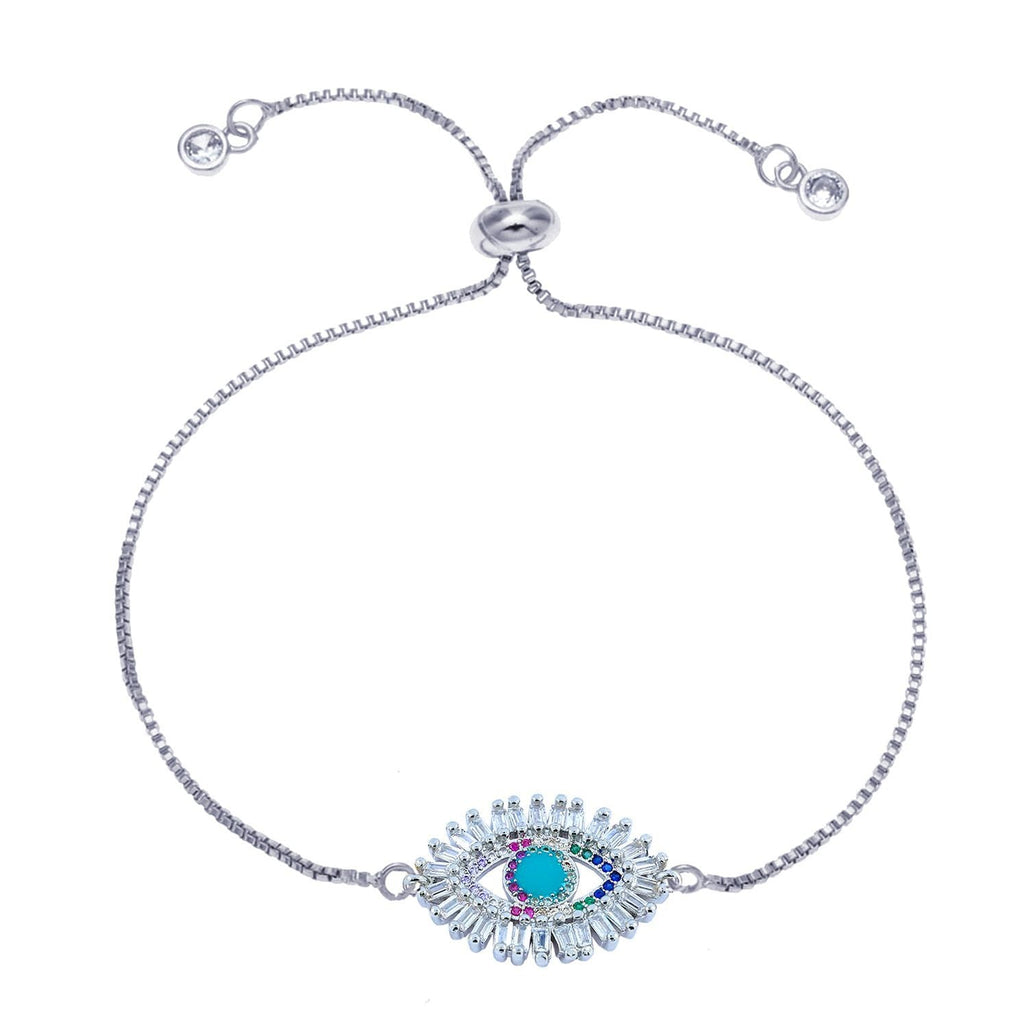 Turkish Evil Eye Lucky CZ American Diamond Slider Bracelet Bulk