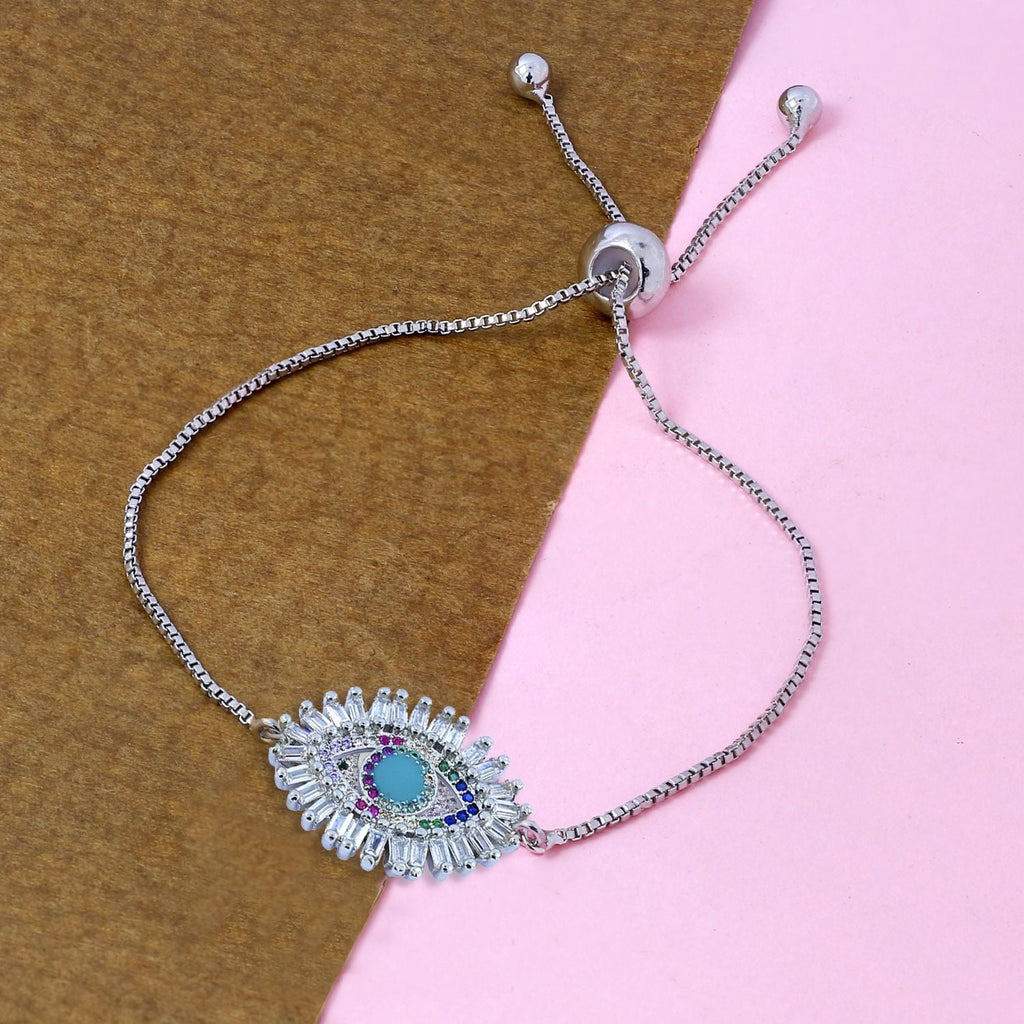 Turkish Evil Eye Lucky CZ American Diamond Slider Bracelet Bulk