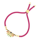 Rainbow Colourful Gold Pink CZ Adjustable Thread Bracelet Bulk