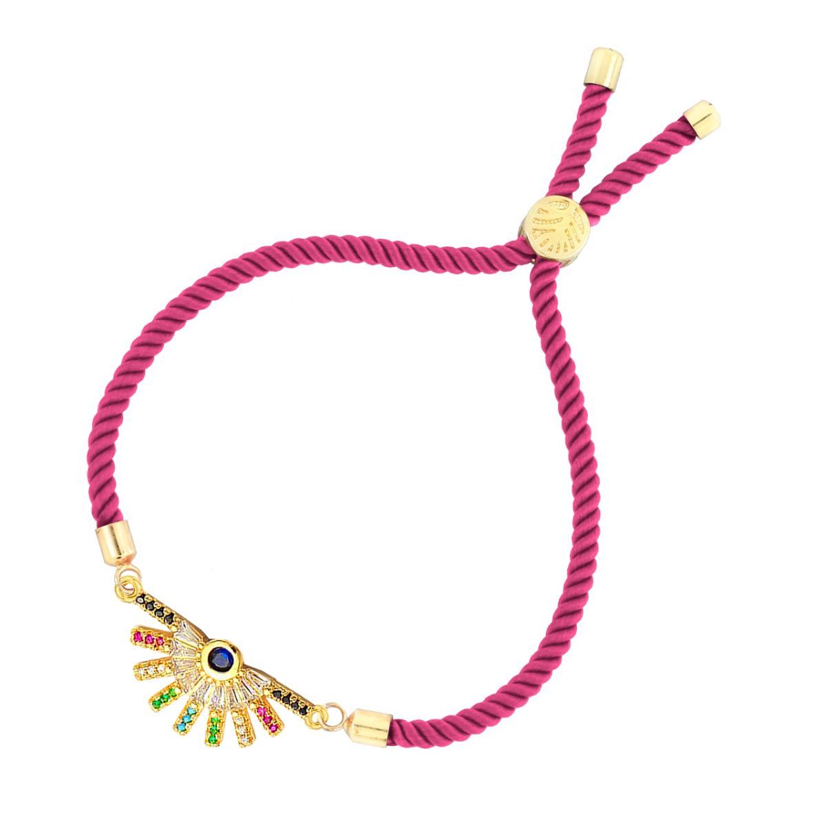 Rainbow Colourful Gold Pink CZ Adjustable Thread Bracelet Bulk