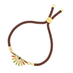 Rainbow Colourful Gold Brown CZ Adjustable Thread Bracelet Bulk