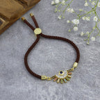 Rainbow Colourful Gold Brown CZ Adjustable Thread Bracelet Bulk