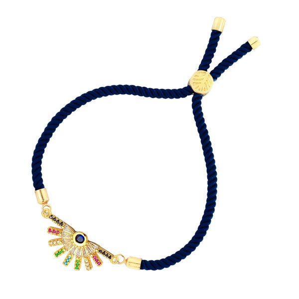 Rainbow Colourful Gold Blue CZ Adjustable Thread Bracelet Bulk Secondary image