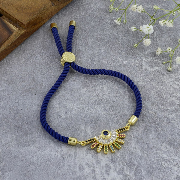 Rainbow Colourful Gold Blue CZ Adjustable Thread Bracelet Bulk Main image