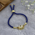 Rainbow Colourful Gold Blue CZ Adjustable Thread Bracelet Bulk