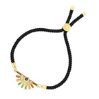 Rainbow Colourful Gold Black CZ Adjustable Thread Bracelet Bulk