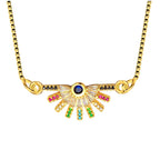 Rainbow Colourful 18K American Diamond Necklace Pendant Chain Bulk