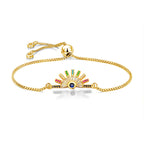 Rainbow Colourful Gold CZ American Diamond Slider Bracelet Bulk
