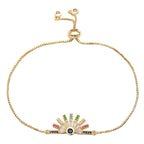 Rainbow Colourful Gold CZ American Diamond Slider Bracelet Bulk