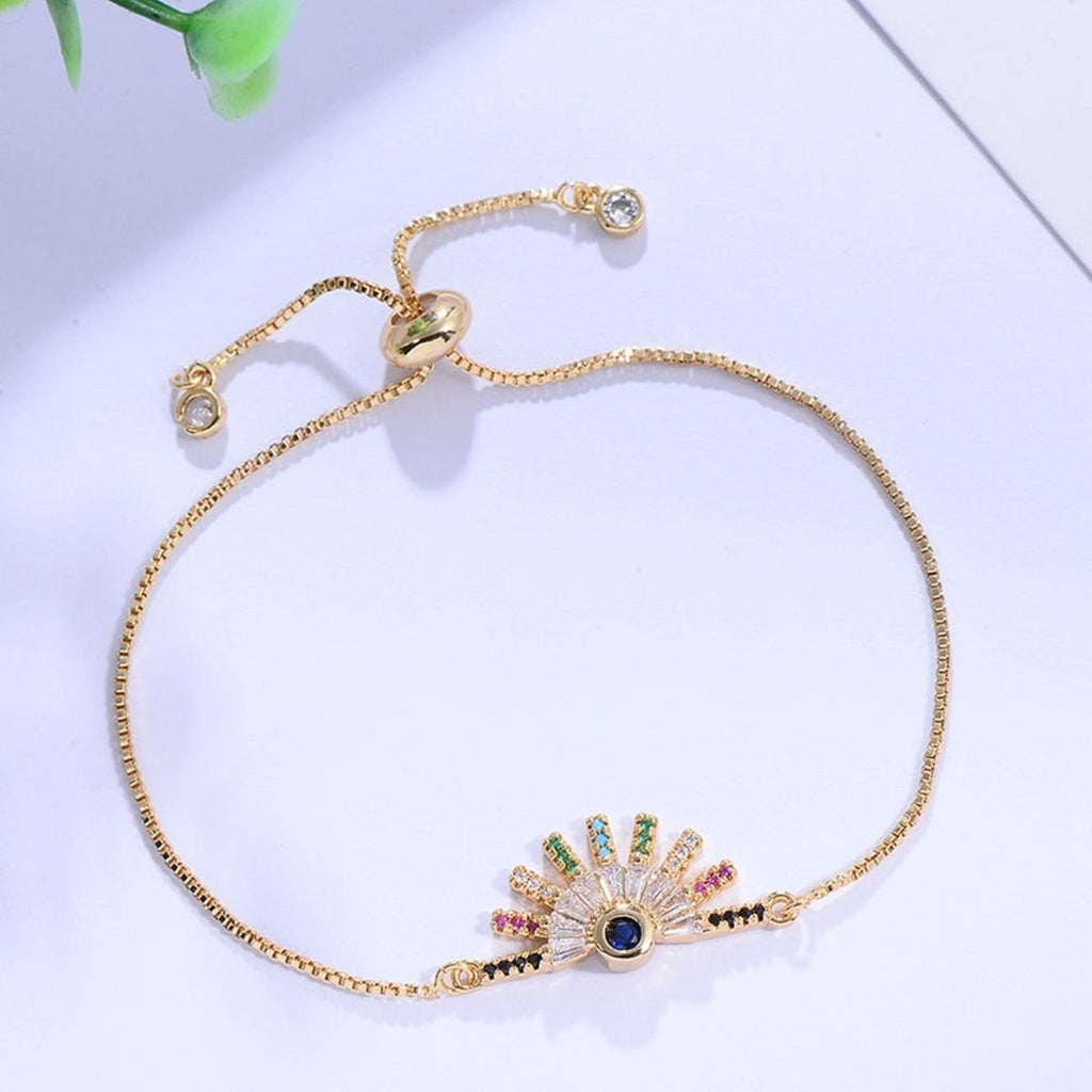 Rainbow Colourful Gold CZ American Diamond Slider Bracelet Bulk