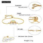 Rainbow Colourful Gold CZ American Diamond Slider Bracelet Bulk