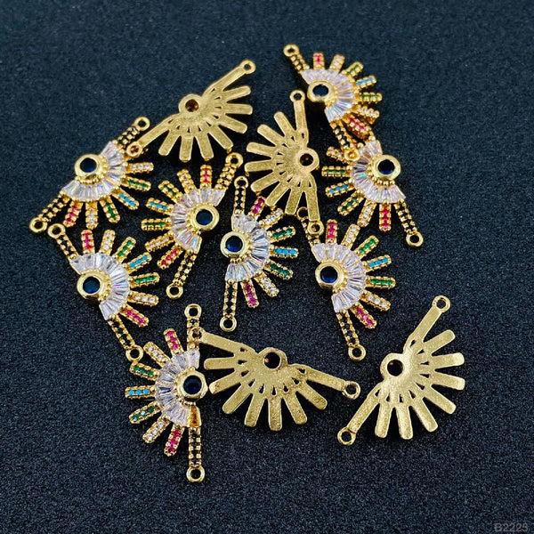 Rainbow Colourful Gold Cubic Zirconia American Diamond Centre Pcs Bulk Main image