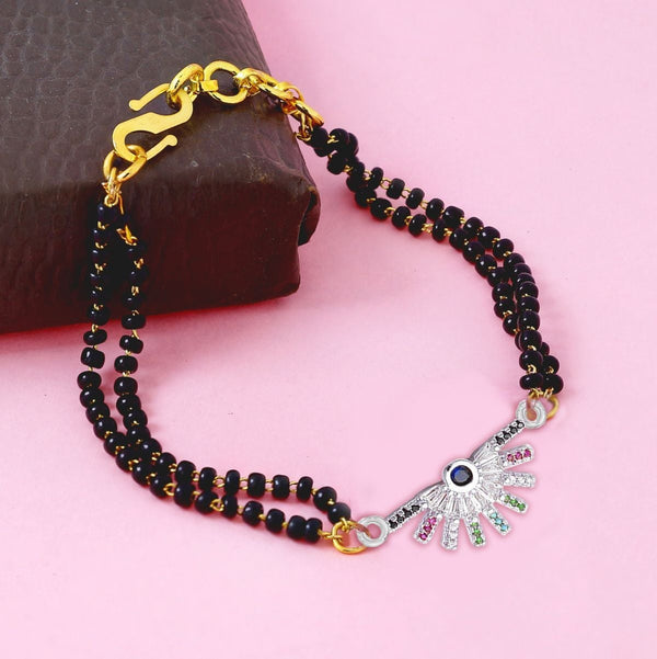 Delicate Rainbow Colourful 18K Gold Cubic Zirconia American Diamond Ball Slider Expandable Adjustable Hand Wrist Mangalsutra Bracelet Women Secondary image