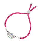 Rainbow Colourful Silver Pink Cubic Zirconia Thread Bracelet Bulk