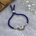 Rainbow Colourful Silver Blue Cubic Zirconia Thread Bracelet Bulk