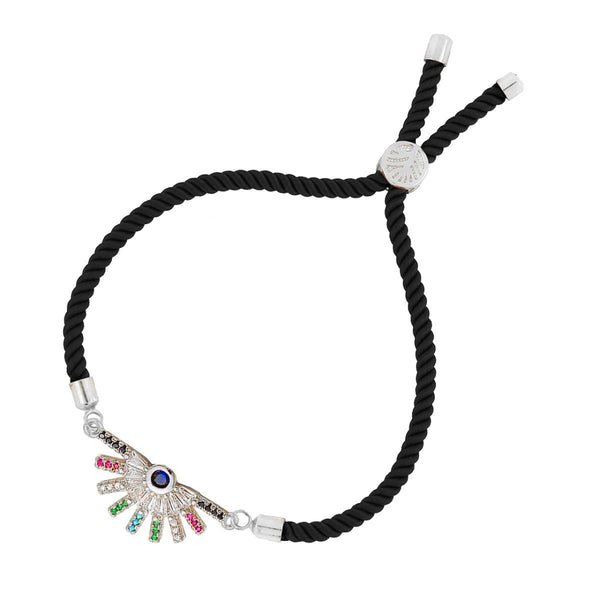 Rainbow Colourful Silver Black Cubic Zirconia Thread Bracelet Bulk Secondary image