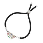 Rainbow Colourful Silver Black Cubic Zirconia Thread Bracelet Bulk