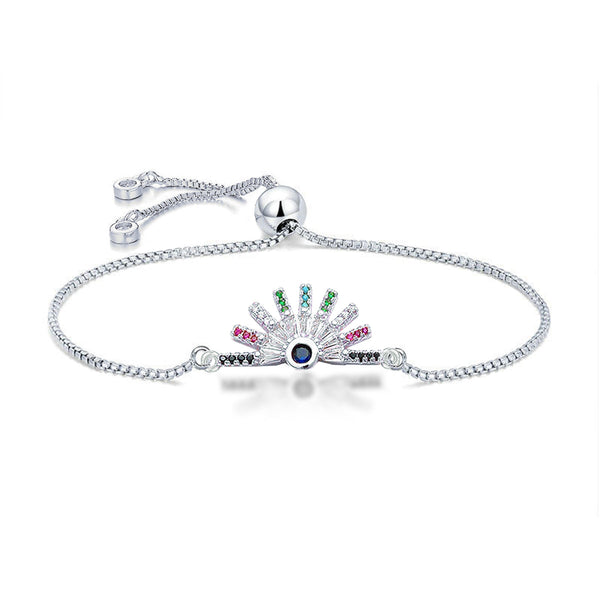 Rainbow Colour Silver CZ American Diamond Slider Bracelet Bulk Secondary image