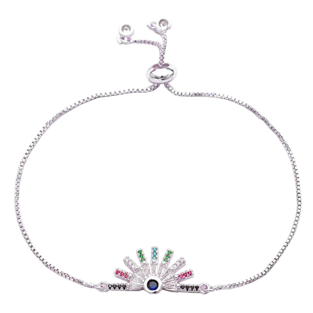 Rainbow Colour Silver CZ American Diamond Slider Bracelet Bulk