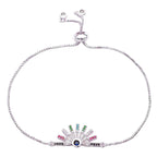 Rainbow Colour Silver CZ American Diamond Slider Bracelet Bulk