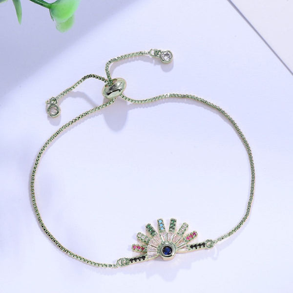 Rainbow Colour Silver CZ American Diamond Slider Bracelet Bulk Main image