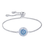 Blue Evil Eye Lucky CZ American Diamond Slider Bracelet Bulk