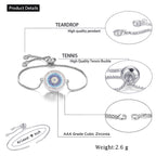 Blue Evil Eye Lucky CZ American Diamond Slider Bracelet Bulk