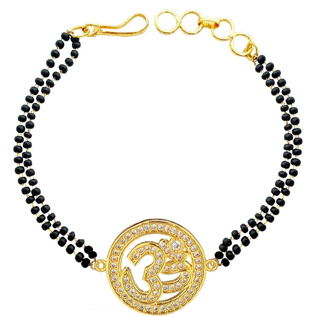 Aum Om 18K Gold CZ Adjustable Hand Wrist Mangalsutra Bracelet Bulk