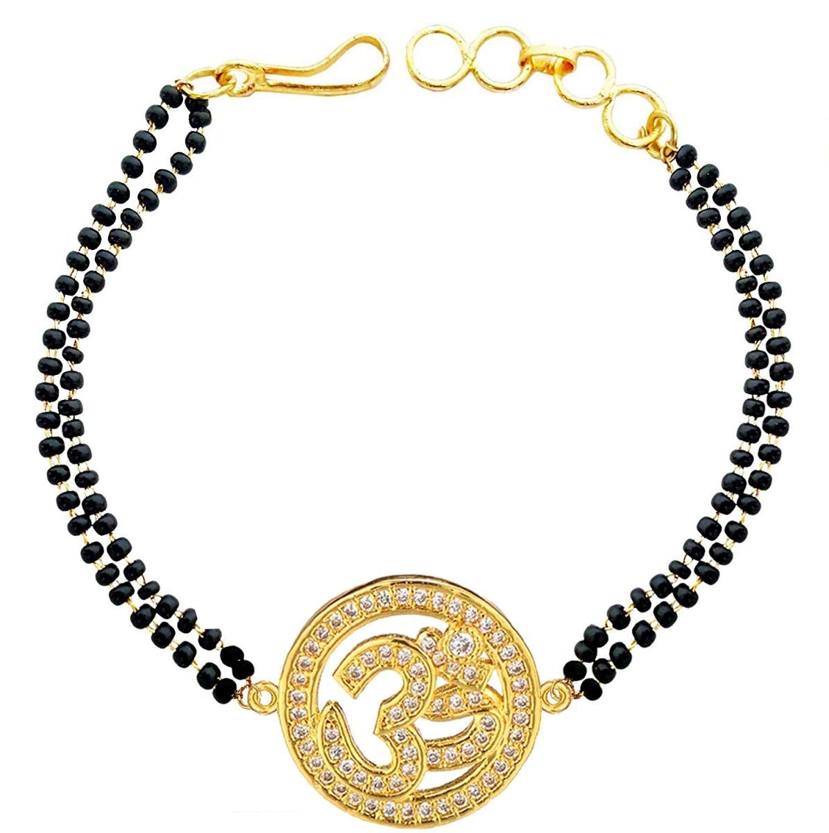 Aum Om 18K Gold CZ Adjustable Hand Wrist Mangalsutra Bracelet Bulk