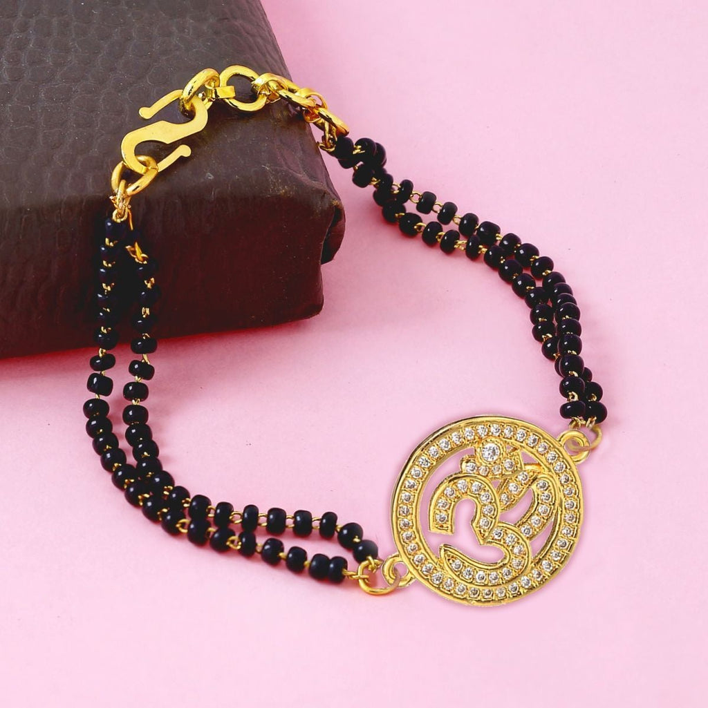 Aum Om 18K Gold CZ Adjustable Hand Wrist Mangalsutra Bracelet Bulk
