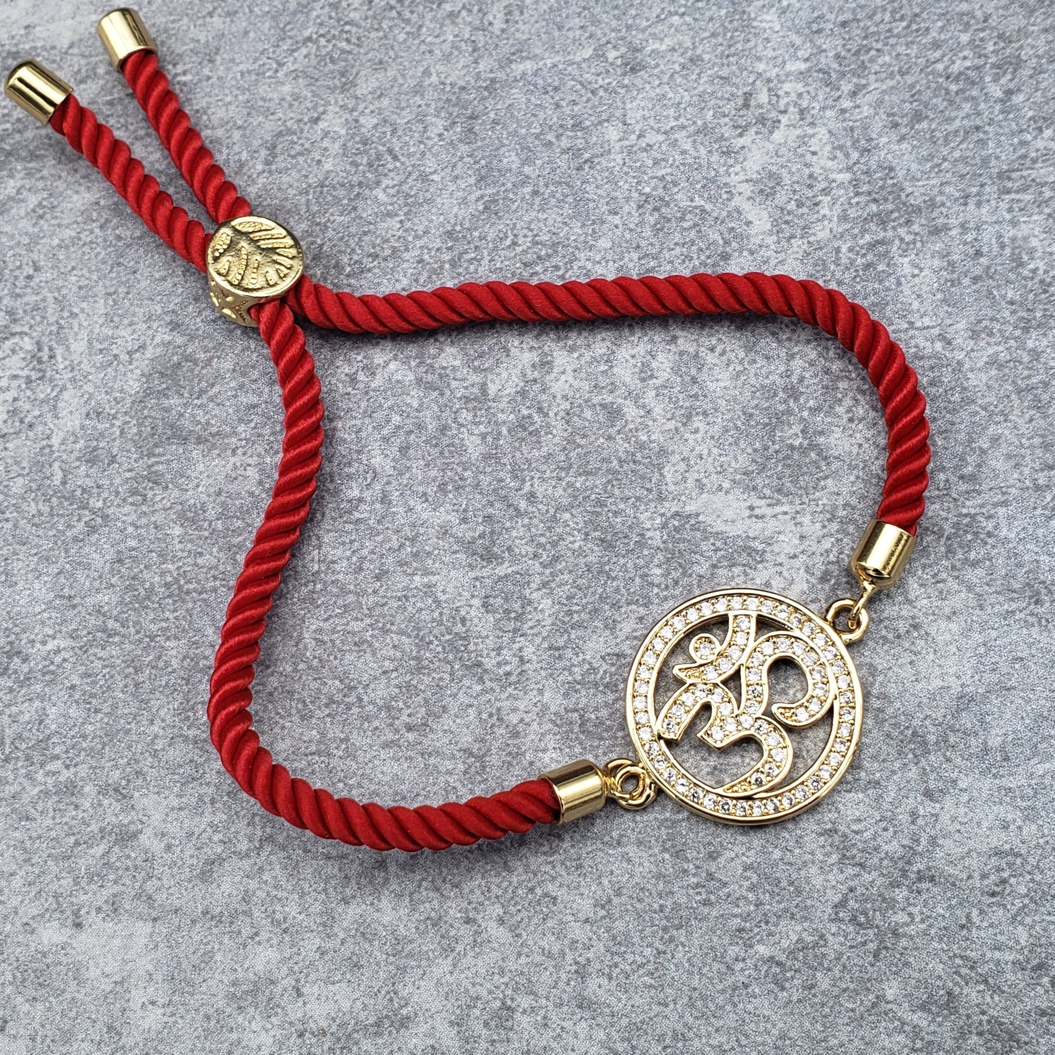 Om Gold Red American Diamond Copper Thread Bracelet For Women Bulk