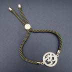 Om Gold Dark Green American Diamond Copper Thread Bracelet Women Bulk