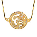 Aum Om 18K Gold Cubic Zirconia Diamond Necklace Pendant Chain Bulk