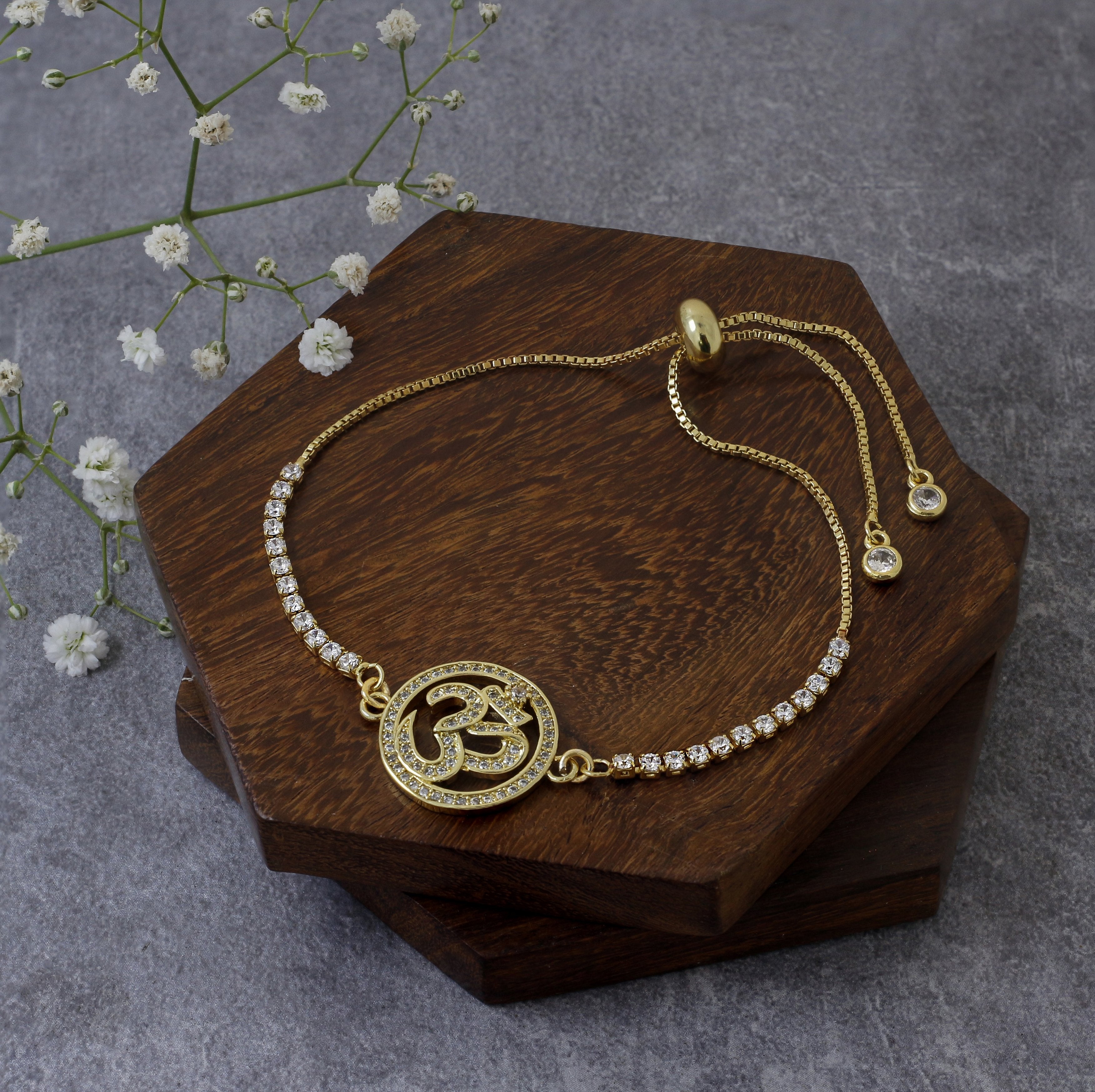 Gold Slider Aum Om Bracelet For Women Bulk Main image