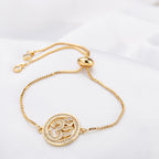 Aum Om 18K Gold CZ American Diamond Slider Tennis Bracelet Bulk