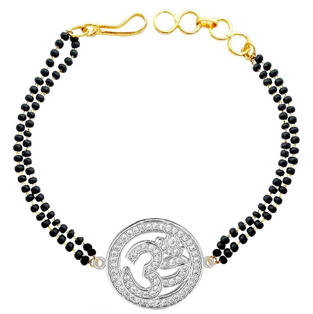 Aum Om 18K Gold CZ Adjustable Hand Wrist Mangalsutra Bracelet Bulk