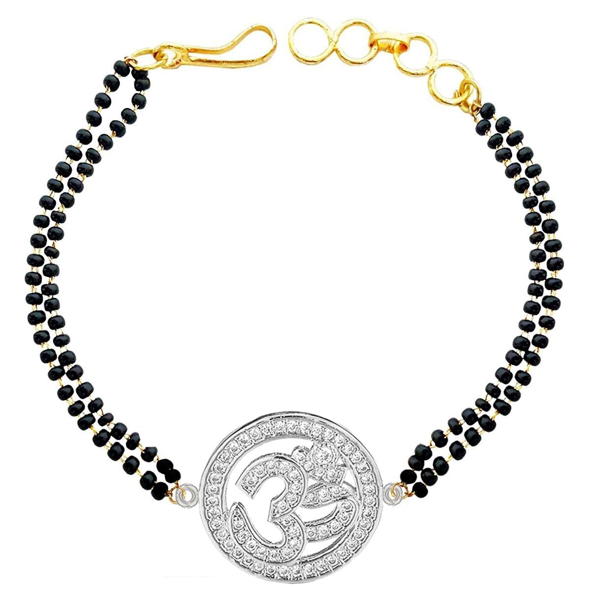 Aum Om 18K Gold CZ Adjustable Hand Wrist Mangalsutra Bracelet Bulk
