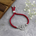 Aum Om Silver Pink American Diamond Adjustable Thread Bracelet Bulk