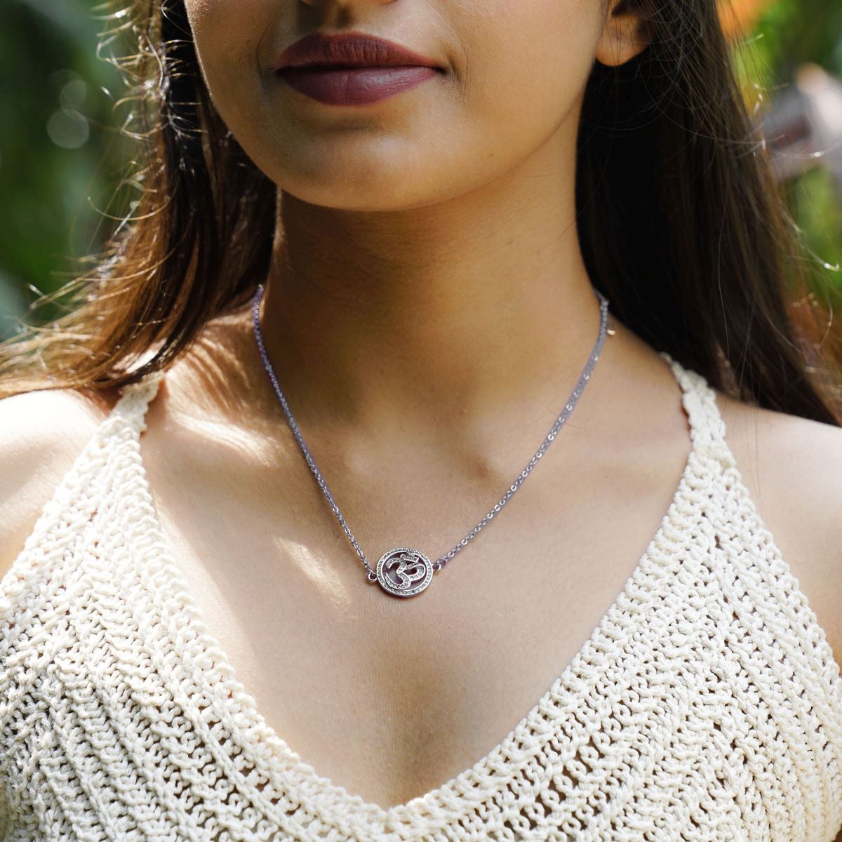 Aum Om 18K Gold Cubic Zirconia Diamond Necklace Pendant Chain Bulk