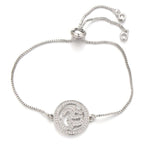 Aum Om Silver CZ American Diamond Slider Tennis Bracelet Bulk