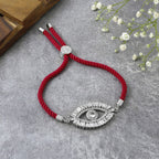 Turkish Evil Eye Baguette Silver Pink CZ Thread Bracelet Bulk