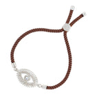 Turkish Evil Eye Baguette Silver Brown CZ Thread Bracelet Bulk