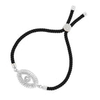 Turkish Evil Eye Baguette Silver Black CZ Thread Bracelet Bulk