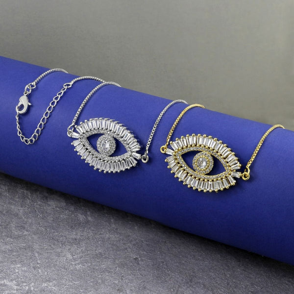 Turkish Evil Eye Cubic Zirconia Diamond Necklace Pendant Chain Bulk Main image
